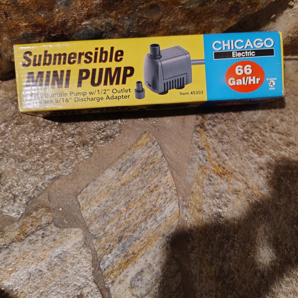 Chicago Electric Submersible Mini Fountain Pump 45303 66gal/HR NEW